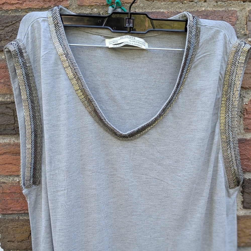 All Saints Hand-embellished Sleeveless Top